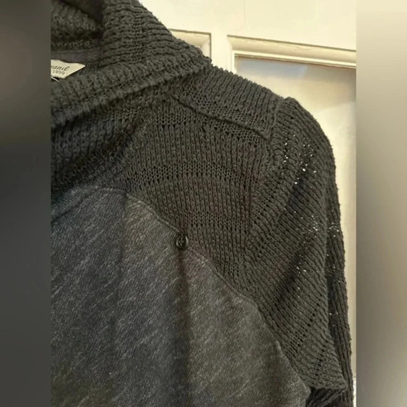 Lucky Brand | Black & Grey Open Front Waterfall Cardigan Size Medium M - Picture 5 of 9